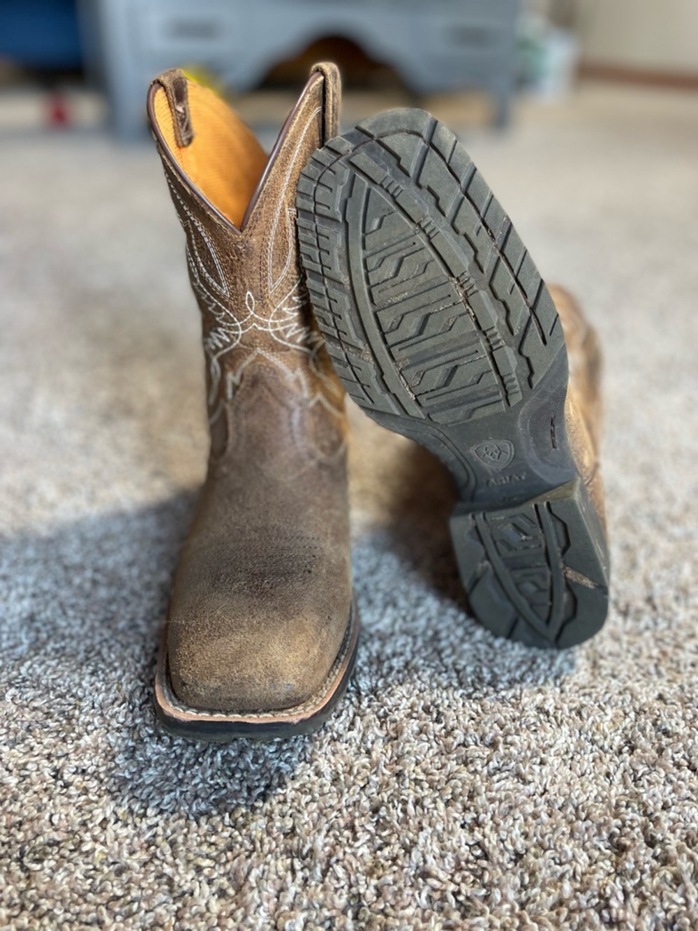 Ariat Brown Kids' Western Pull-On Boots with Yellow Lining